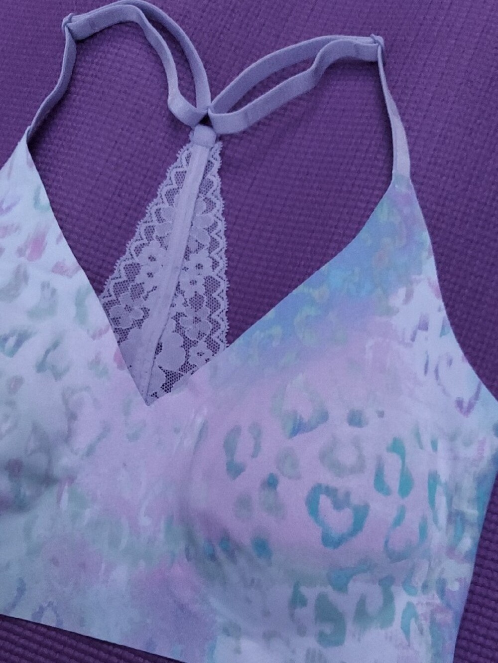 Victoria's Secret Pastel Leopard Lace-Back Bralette in Mint, Lavender and Aqua